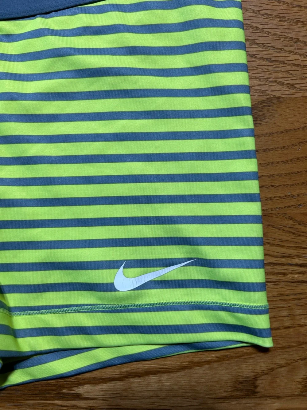 Women’s Nike Pro Shorts Grey and Neon Yellow Striped Size Large